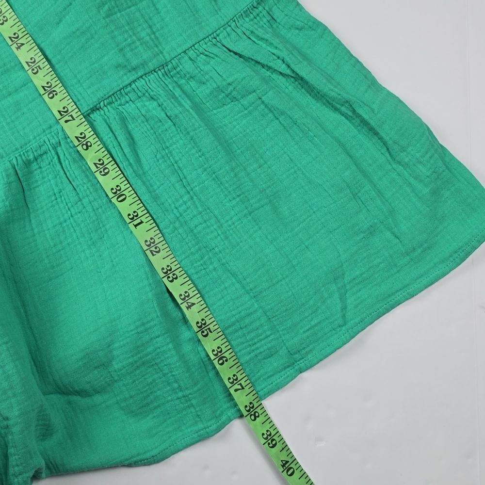 J. Crew Factory NWT Aqua Green Pockets Ruffle Shift Mini Gauze Dress Size 6 - Picture 6 of 8
